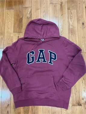 GAP Men's Burgundy Hoodie with Navy Logo